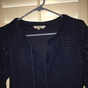 Crochet navy blue mini length dress